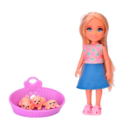 Кукла Анжелика с питомцами 13 см Наша игрушка 606008 Кукла Анжелика с питомцами 13 см Наша игрушка 606008